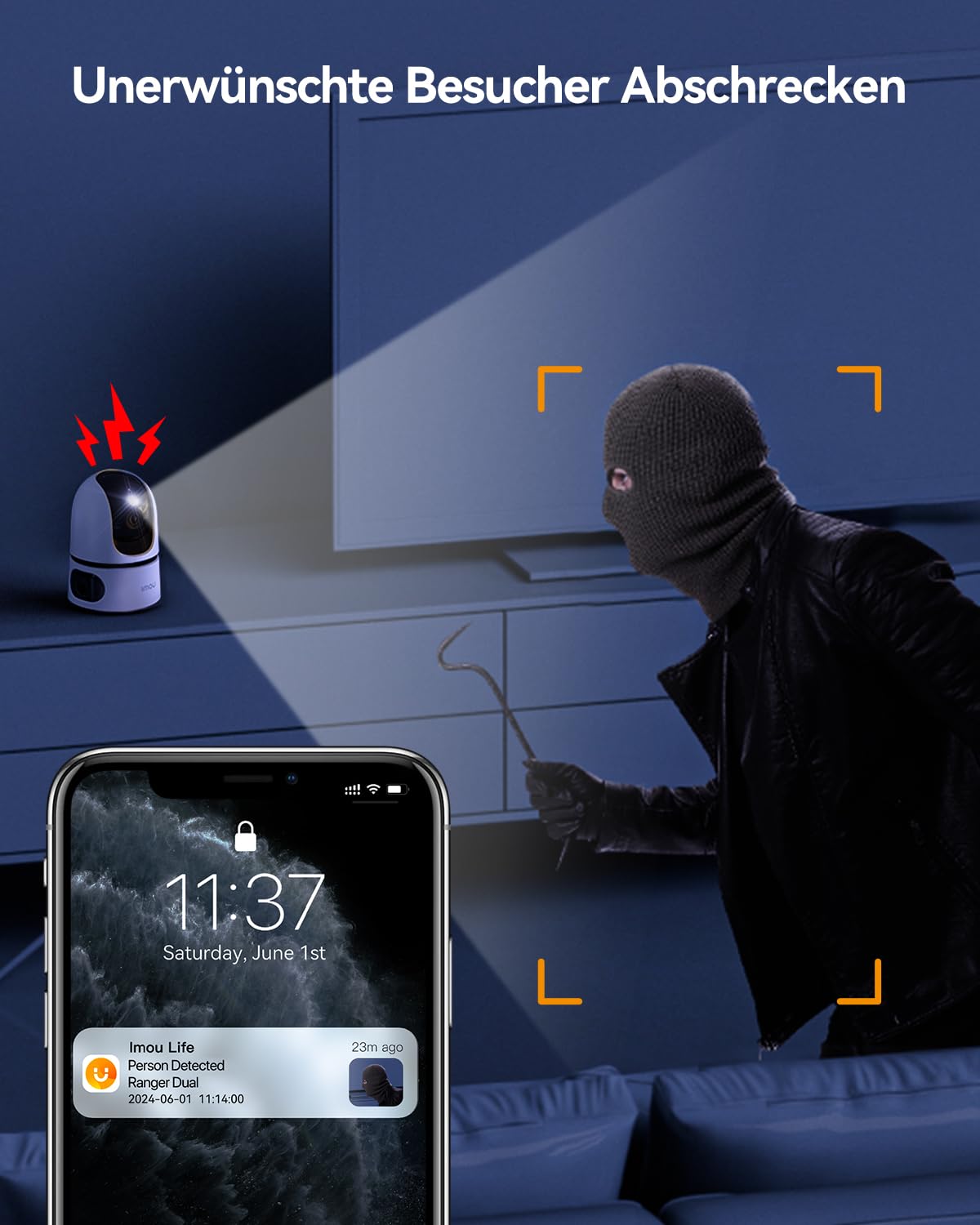 Imou 2K + 2K Dual-Kamerasystem für die Innenüberwachung mit Personen-/Tiererkennung, 2,4/5 GHz WLAN, 360° PTZ-Kamera, Farbnachtsicht, intelligente Verfolgung, Zwei-Wege-Audio, Sirene, Privatmodus, ideal für