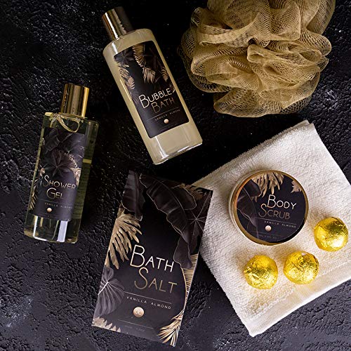 Accentra Luxus-Bade-Set, Geschenkset mit wunderschönen goldenen Glitzerpumps, 9-teiliges Luxus-Schönheitsset