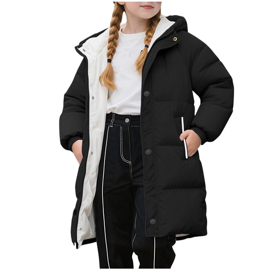 Wintermantel Mädchen Lang Daunenmantel, KODMNSW Warm Puffer Mantel Winterjacke mit Kapuze