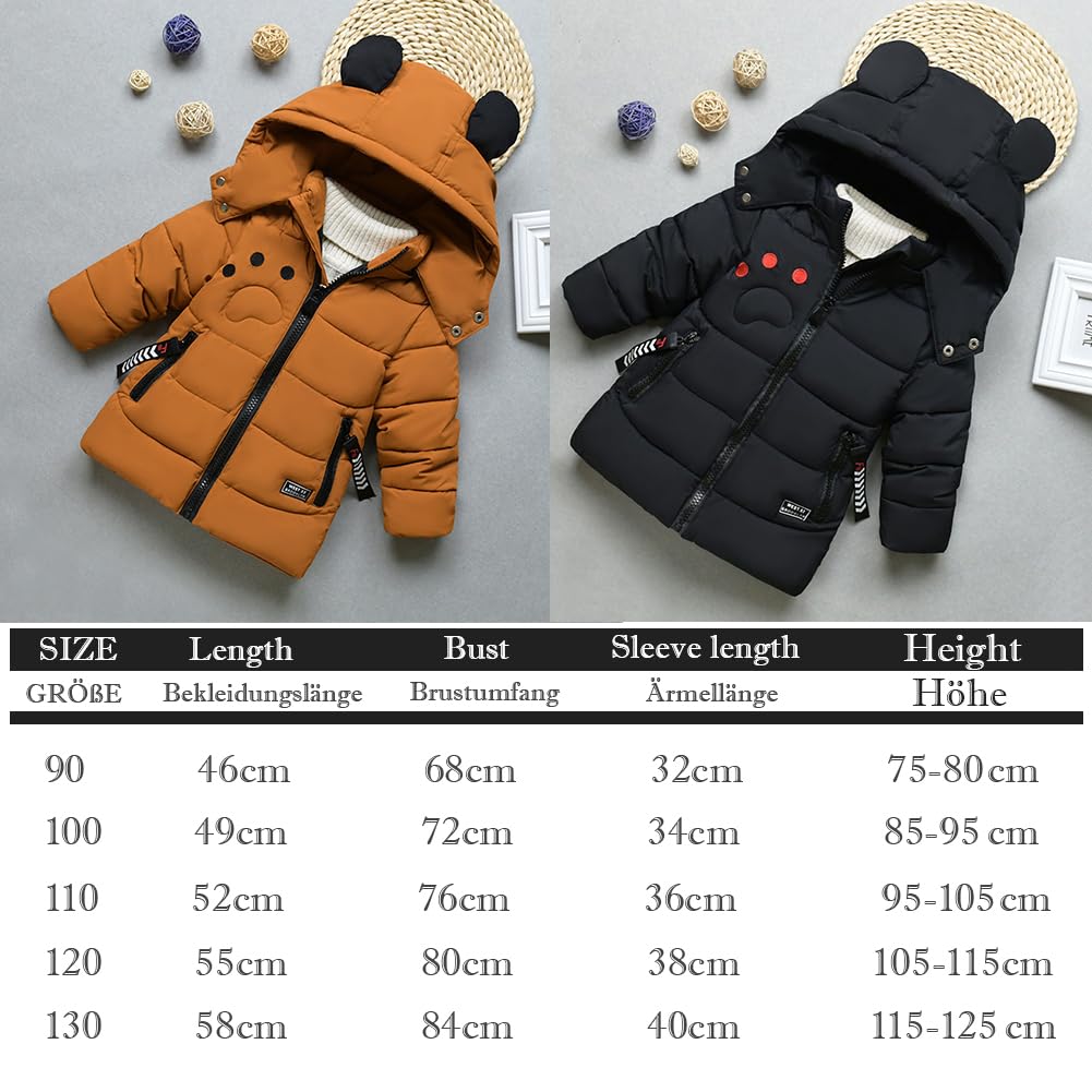 Linboo Winterjacke für Kinder und Jungen, warme Steppjacke, dicker Mantel, Baby-Wintermäntel
