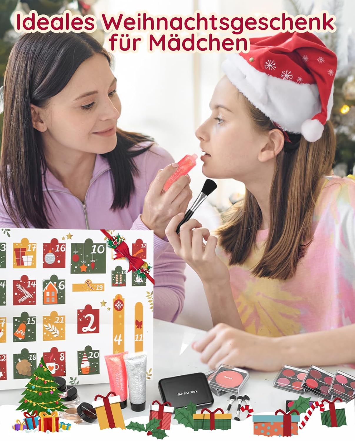 Gleamkid Adventskalender 2024 – Hochwertiger Weihnachtskalender mit 24 Beauty-Momenten und Make-up