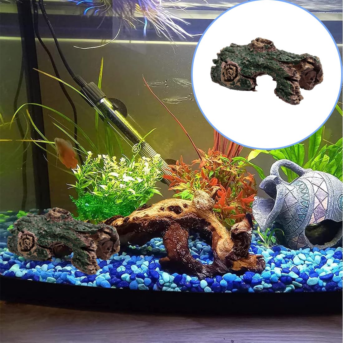 3er-Pack Aquarium-Dekoration: Baumstämme, künstliche Moos-Aquariendekoration