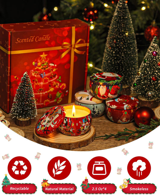 4 Stück Duftkerzen Geschenkset, Sojawachs Aromatherapie Kerzen