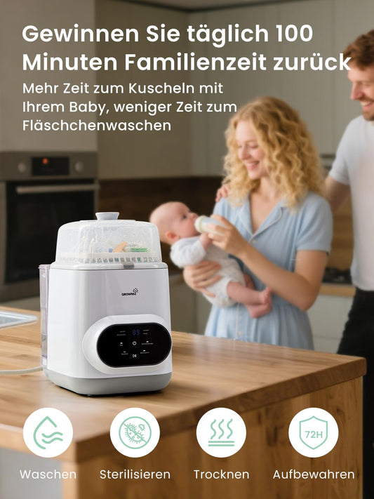 Grownsy Babyflaschenwaschmaschine Pro, All-in-One-Flaschenreiniger, Sterilisator und Trockner, Babyflaschenreiniger für Flaschen