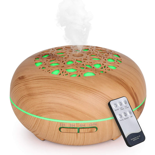 Aroma Diffuser Luftbefeuchter 550ml mit Fernbedienung, Ultraschall Vernebler Duftlampe Öl Diffusor mit 7 Farben LED