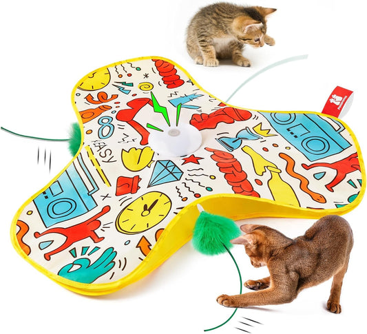 Potaroma Interaktives Katzenspielzeug mit Federautomatik - Deals Bewegungsspielzeug für aktive Wohnungskatzen