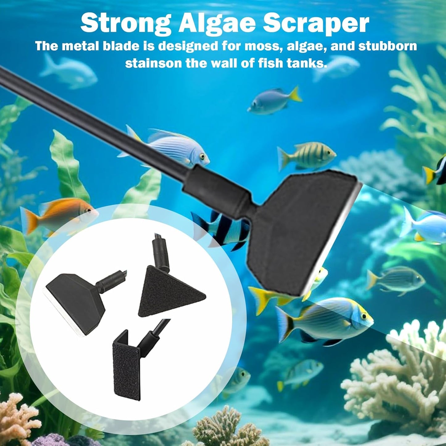 3-in-1 Aquarium-Reinigungsset, Aquarium-Scheibenreiniger