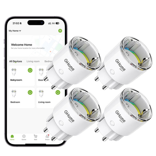 Intelligente WLAN-Steckdose, kleinste Smart-Home-Steckdose mit Strommessung