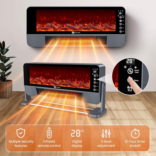 Heizung Energiesparend, Keramik Heizlüfter mit 3D-Flammeneffekt