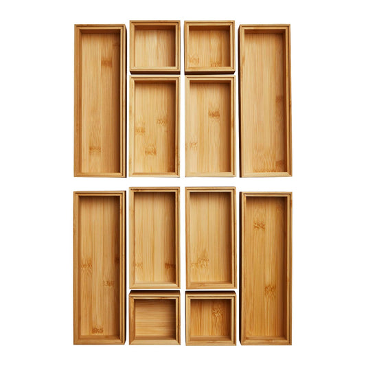 Orga-Box Schubladen-Organizer BAMBUS Aufbewahrungsbox 6 teilig