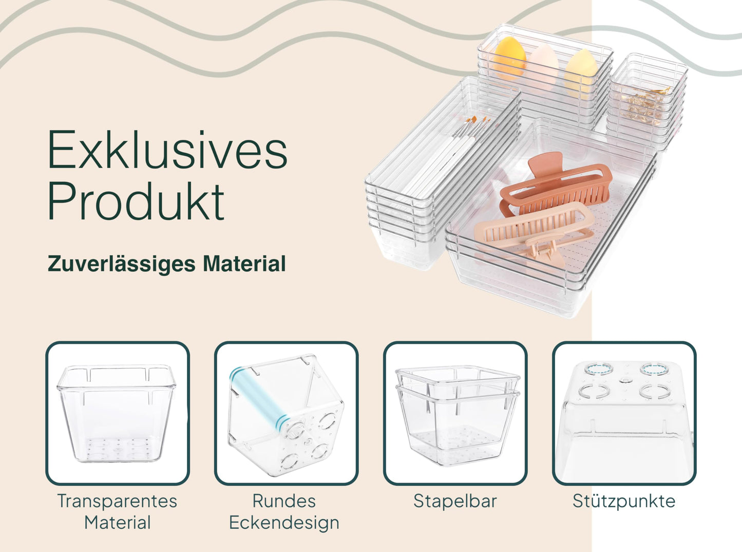 Uandu Schubladenorganizer, 25er-Set, Schreibtischorganizer