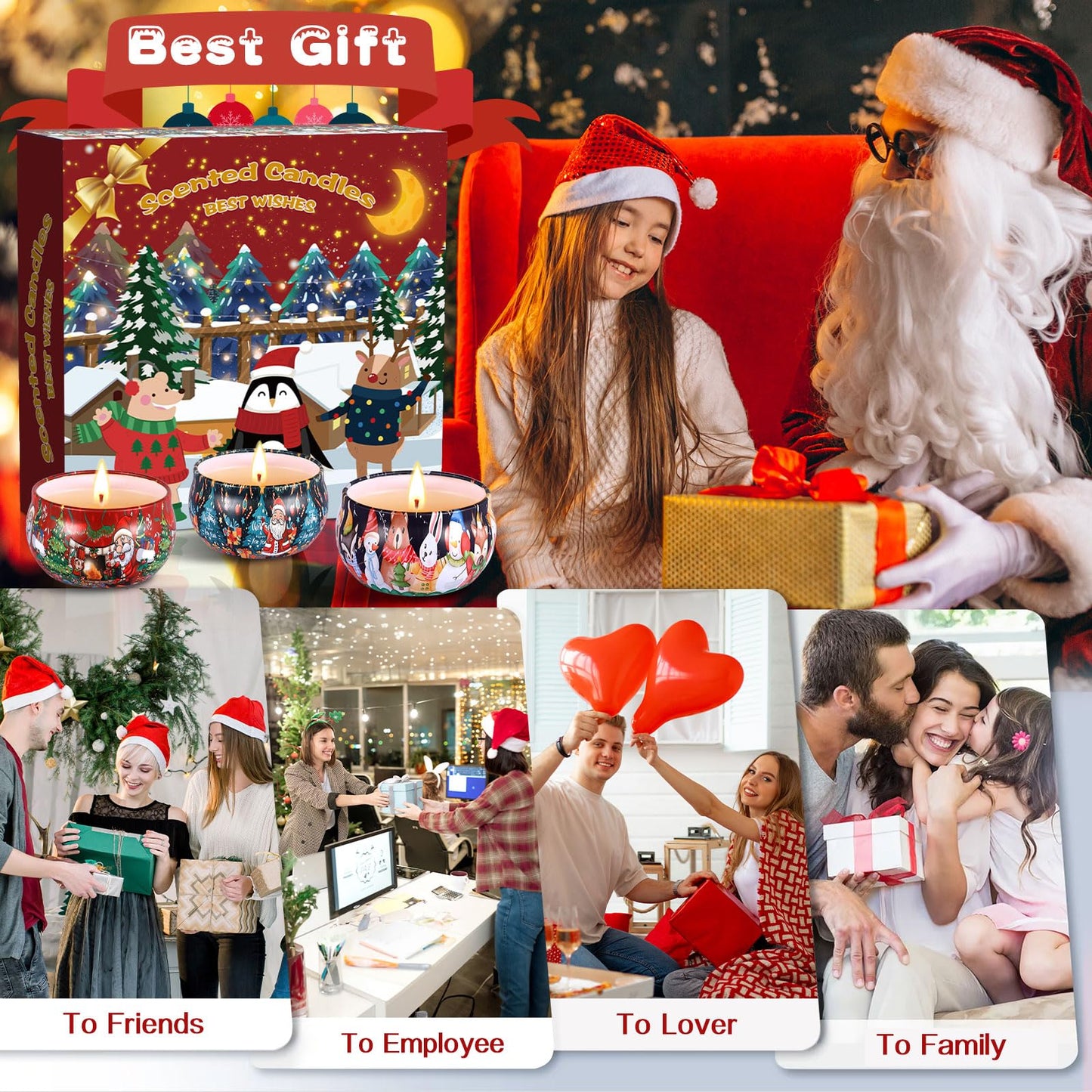 Duftkerzen-Set, 12 Stück Weihnachtskerze, natürliches Sojawachs Kerzen, Aromatherapie Weihnachtskerzen Aroma