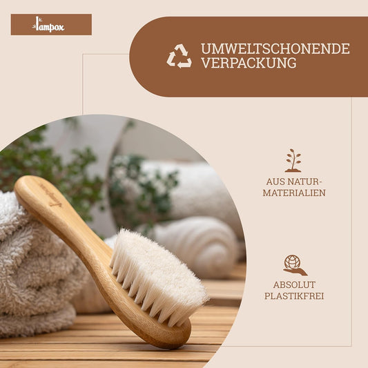 lampox – Extra weiche Babyhaarbürste, Erste-Hilfe-Set für Neugeborene mit weichem Ziegenhaar, Milchbürste, Babyhaarbürste, Pflege-Set, Geschenk, Kopfhautpflege, Kleinkinder, Babyzubehör