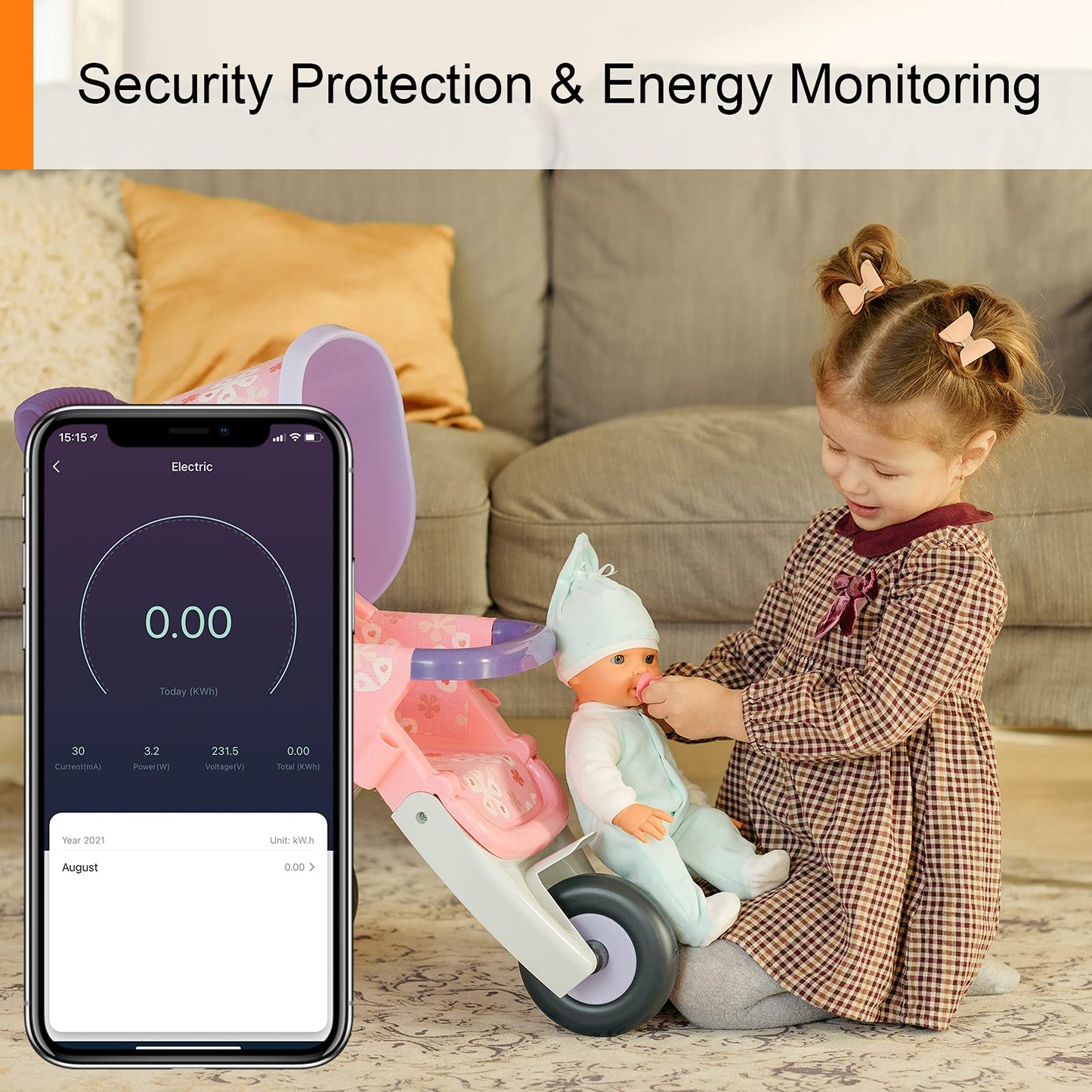 WLAN Smart Steckdose mit Strommessung 16A, Smart Home Steckdose kompatibel mit Alexa/Google Home, Stromverbrauchsmessung, Sprachsteuerung, App-Fernbedienung