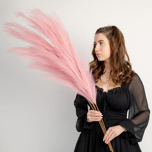 ORNA Künstliches Pampasgras, künstliche Blume, lange Zweige, extra flauschig, 114 cm hoch (3 Stängel x 20 Zweige) für moderne Wohndekoration