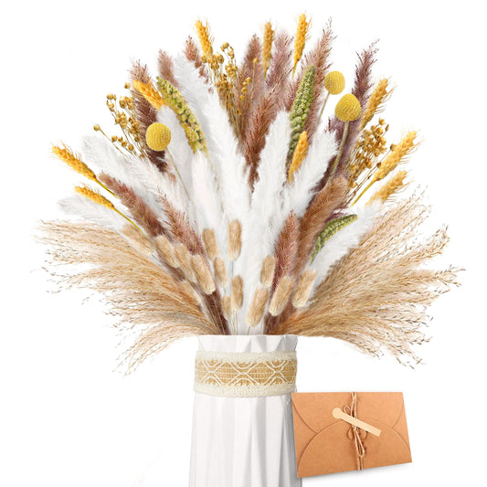 Pampasgras Getrocknet - Natürlich, Braun, Trockenblumen Strauß Dried Flowers, für Heim Decor