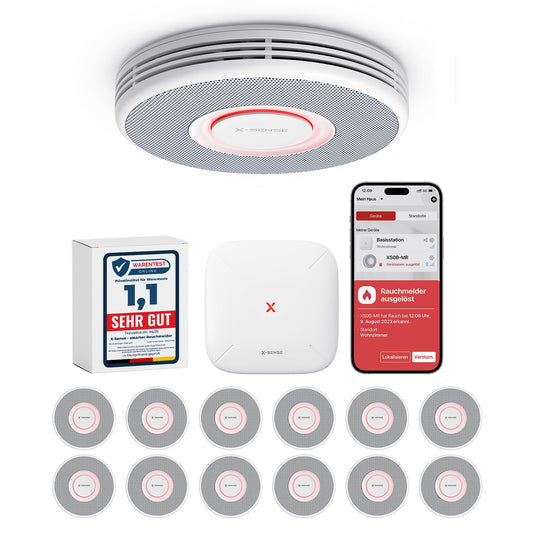 X-Sense Smarter Rauchmelder WLAN mit Sprachausgabe und 17 Standorten, Feuermelder, Rauchmelder, Brandmelder 6 Stück