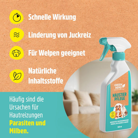 Green Hero Tierpflege für Hunde und Katzen – Hautpflege gegen Juckreiz
