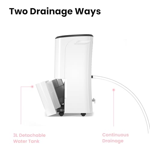 Luftentfeuchter, Entfeuchter 10 l/24 h, Raumgröße ca. 50 m³ (20 m²), LED-Anzeige 