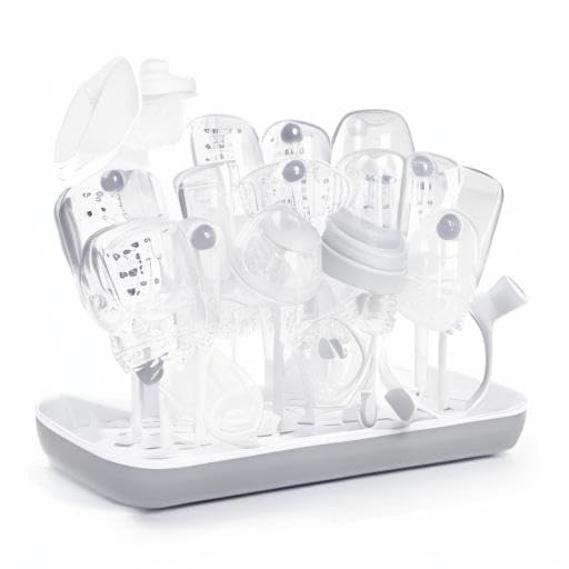 Trockenständer Babyflaschen, Abtropfgestell für Babyflaschen, Flaschen, grauSaudern 