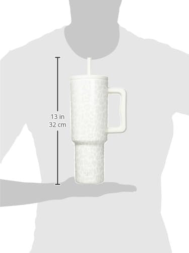 Simple Modern Thermobecher mit Strohhalm und Griff | Isolierter Edelstahl-Trinkbecher Eiskaffee-Reisebecher