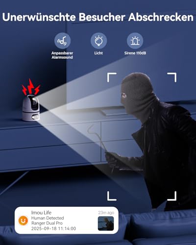 Imou 2K + 2K Dual-Kamerasystem für die Innenüberwachung mit Personen-/Tiererkennung, 2,4/5 GHz WLAN, 360° PTZ-Kamera, Farbnachtsicht, intelligente Verfolgung, Zwei-Wege-Audio, Sirene, Privatmodus, ideal für 
