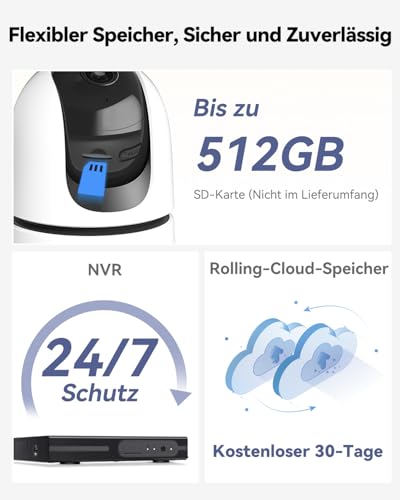 Imou 2K + 2K Dual-Kamerasystem für die Innenüberwachung mit Personen-/Tiererkennung, 2,4/5 GHz WLAN, 360° PTZ-Kamera, Farbnachtsicht, intelligente Verfolgung, Zwei-Wege-Audio, Sirene, Privatmodus, ideal für 
