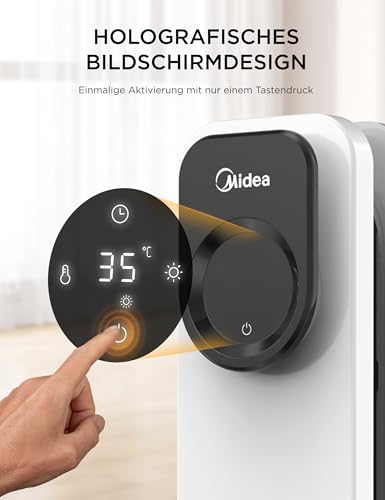 2300W 11 Rippen tragbarer Elektroheizer mit Drehknopfregelung und einstellbarem Thermostat, 3 Heizstufen, Kipp- und Überhitzungsschutz, ultraleicht im Büro &amp; Zuhause
