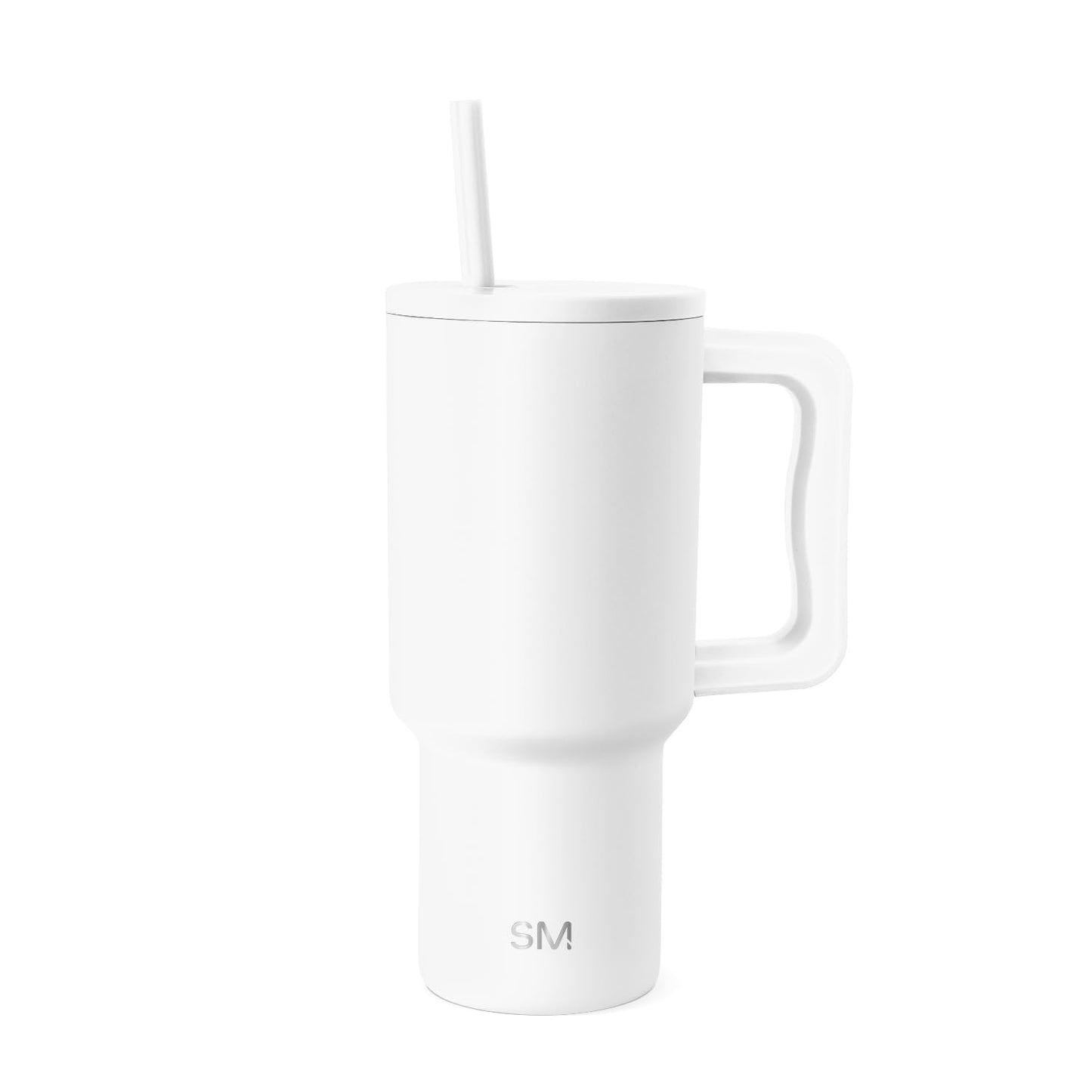 Simple Modern Thermobecher mit Strohhalm und Griff | Isolierter Edelstahl-Trinkbecher Eiskaffee-Reisebecher