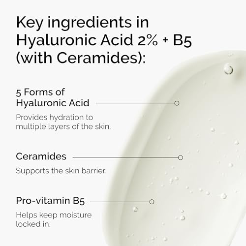 The Ordinary Hyaluronic Acid 2% + B5 (mit Ceramiden), Tiefenwirksames Hydratationsserum für vitalere, glattere Haut, 30ml 