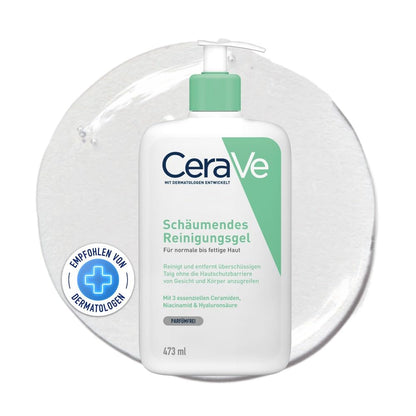 CeraVe Schäumendes Reinigungsgel und Feuchtigkeitslotion, Mit Hyaluronsäure, Für Gesicht und Körper, Ohne Duftstoffe, Auch bei Neurodermitis und Allergien, 473 ml + 88 ml