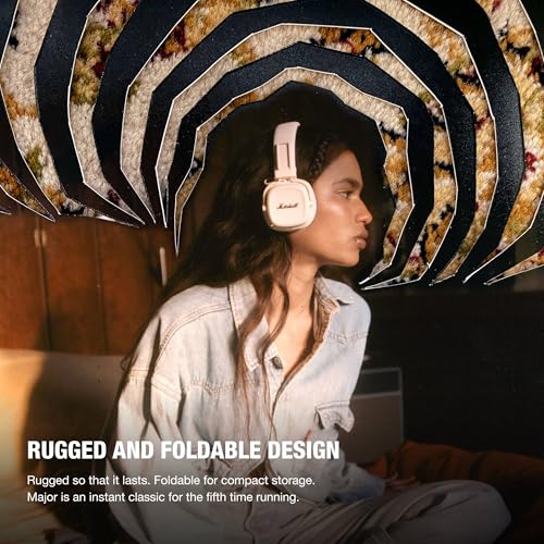 Marshall Major V Bluetooth-Kopfhörer, 100 Stunden Akkulaufzeit – Schwarz 