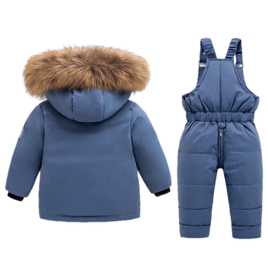 BRONG Baby Schneeanzug Winter 2 Stück Daunenjacke Mantel mit Schnee Lätzchen Hose Jungen Mädchen Skianzug