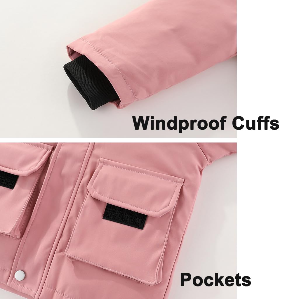 BRONG Baby Schneeanzug Winter 2 Stück Daunenjacke Mantel mit Schnee Lätzchen Hose Jungen Mädchen Skianzug