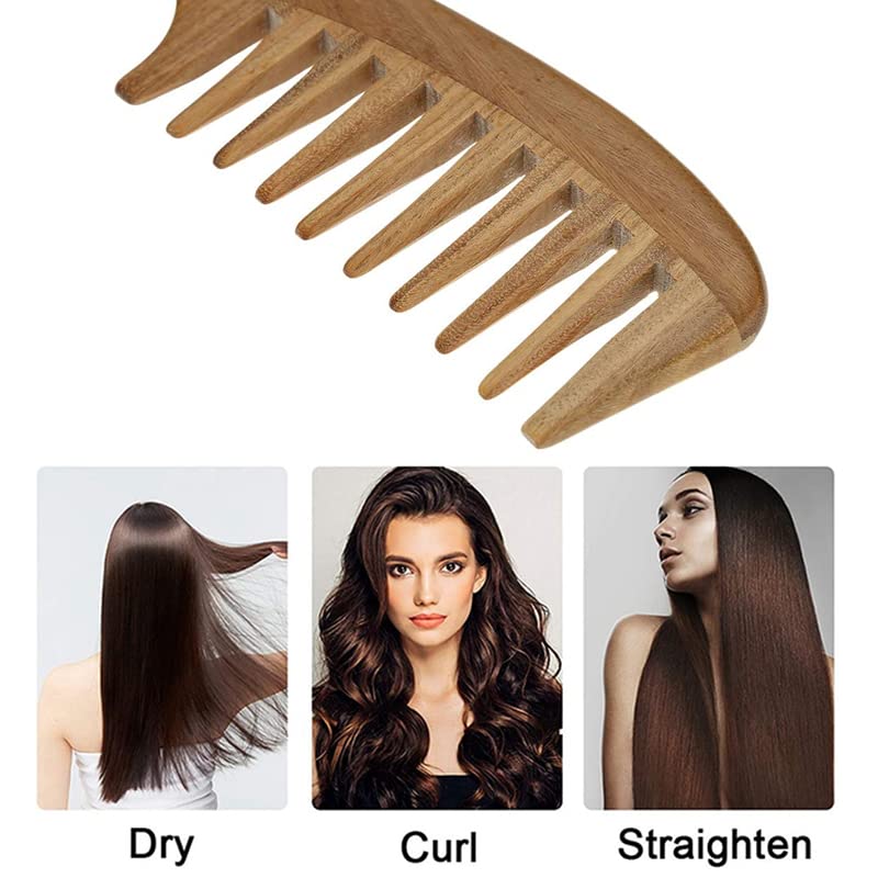 Wooden Comb Green Sandalwood Comb Anti-Static Handmade Comb Wide Tooth High Quality Wood Curl Comb