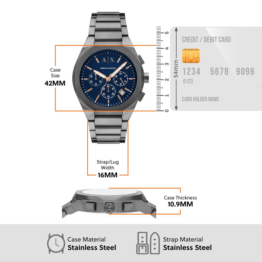 Armani Exchange Herrenuhr, Quarz-Chronographenwerk