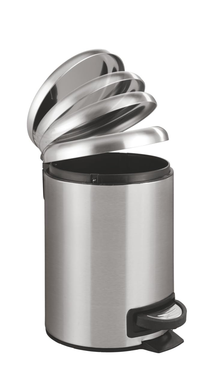 WENKO Leman Kosmetik-Treteimer, mattgold, 3 l – Kosmetik- und Abfalleimer mit Anti-Fingerprint-Beschichtung, Fassungsvermögen: 3 Liter, Edelstahl, 17 x 25 x 22,5 cm, gold 