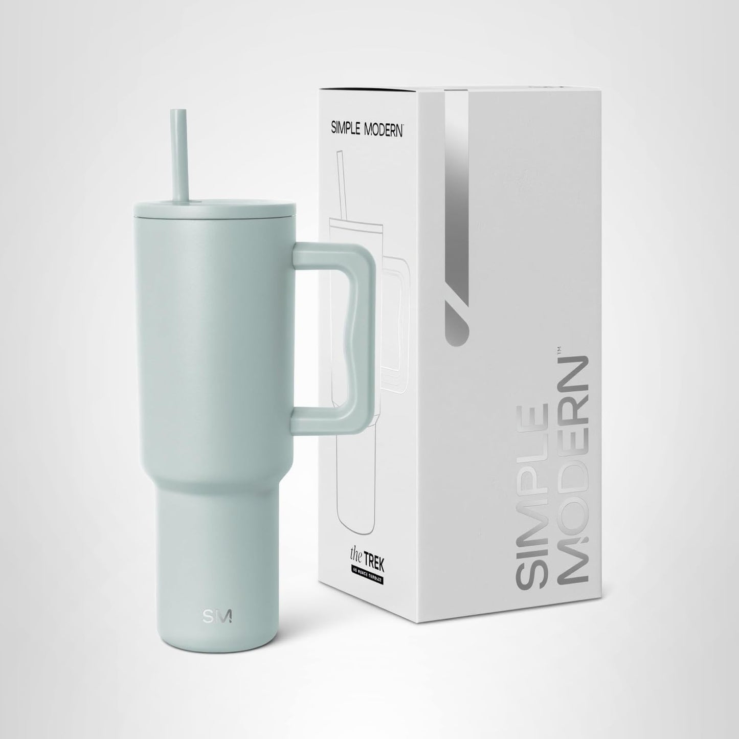 Simple Modern Thermobecher mit Strohhalm und Griff | Isolierter Edelstahl-Trinkbecher Eiskaffee-Reisebecher