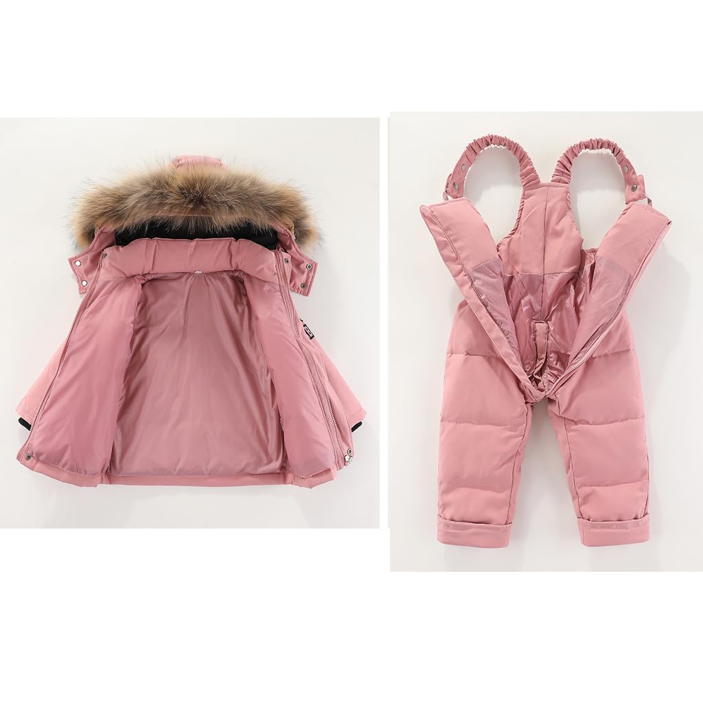 BRONG Baby Schneeanzug Winter 2 Stück Daunenjacke Mantel mit Schnee Lätzchen Hose Jungen Mädchen Skianzug