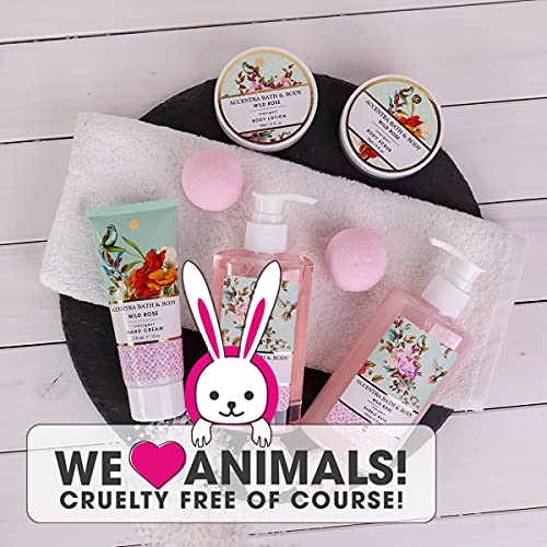 Accentra – Duschset Frauen Geschenkset im Holzkorb – 8-teiliges Pflegeset mit Duschgel, Bodylotion, Badezusätzen, Peeling &amp; Handcreme 