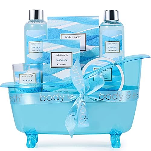Body &amp; Earth 8-teiliges Spa-Geschenkset für Frauen, Duftrichtung Kirschblüte und Jasmin, Schaumbad, Duschgel, Badesalz, Körperlotion 
