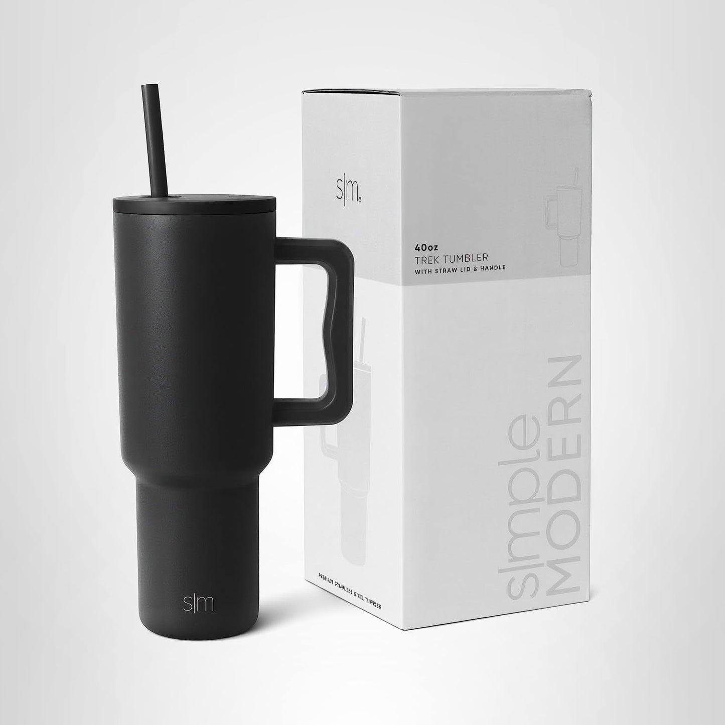Simple Modern Thermobecher mit Strohhalm und Griff | Isolierter Edelstahl-Trinkbecher Eiskaffee-Reisebecher