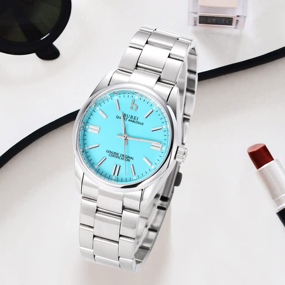 BUREI Women's Fashion Watch Analogue Quartz Steel Women Watch Business Dress