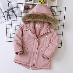 Winterjacke für Mädchen, dicker, warmer Kinderparka, Baumwollmantel, fleecegefütterter Wintermantel, winddicht, Fleece 