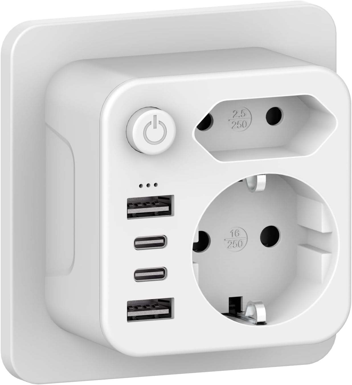 Aipsdo Doppelstecker für USB Steckdose, Mehrfachsteckdose mit 4 USB Stromstecker, USB C Adapter, Steckdosenadapter, 2-fach Stecker mit USB, Mehrfachstecker für Steckdose, USB Mehrfachstecker 