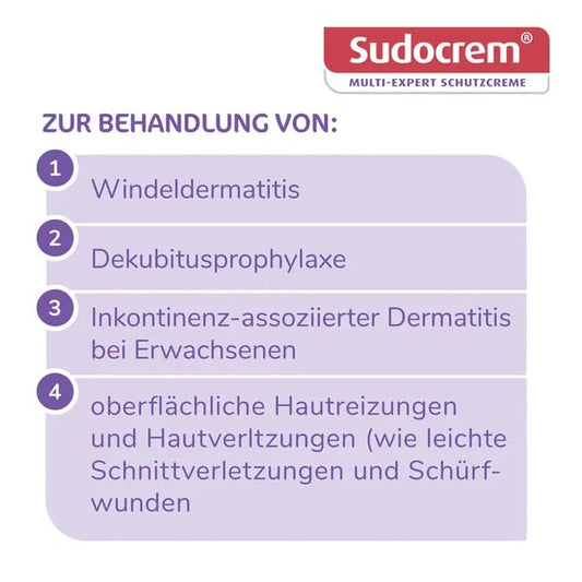 SUDOCREM - Regenerierende Windelsalbe, schützt empfindliche Babyhaut, speziell bei Windelausschlag