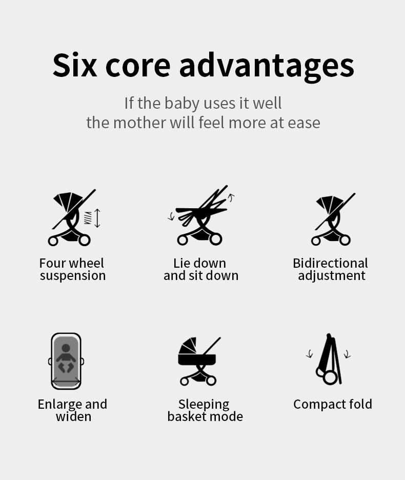 YAZOCO kinderwagen 3 in 1 Buggy Babybett Komplett Set Einem Klick Zusammenklappbarer Kinderwagen, KombiKinderwagen Aluminiumrahmen für Neugeborene 