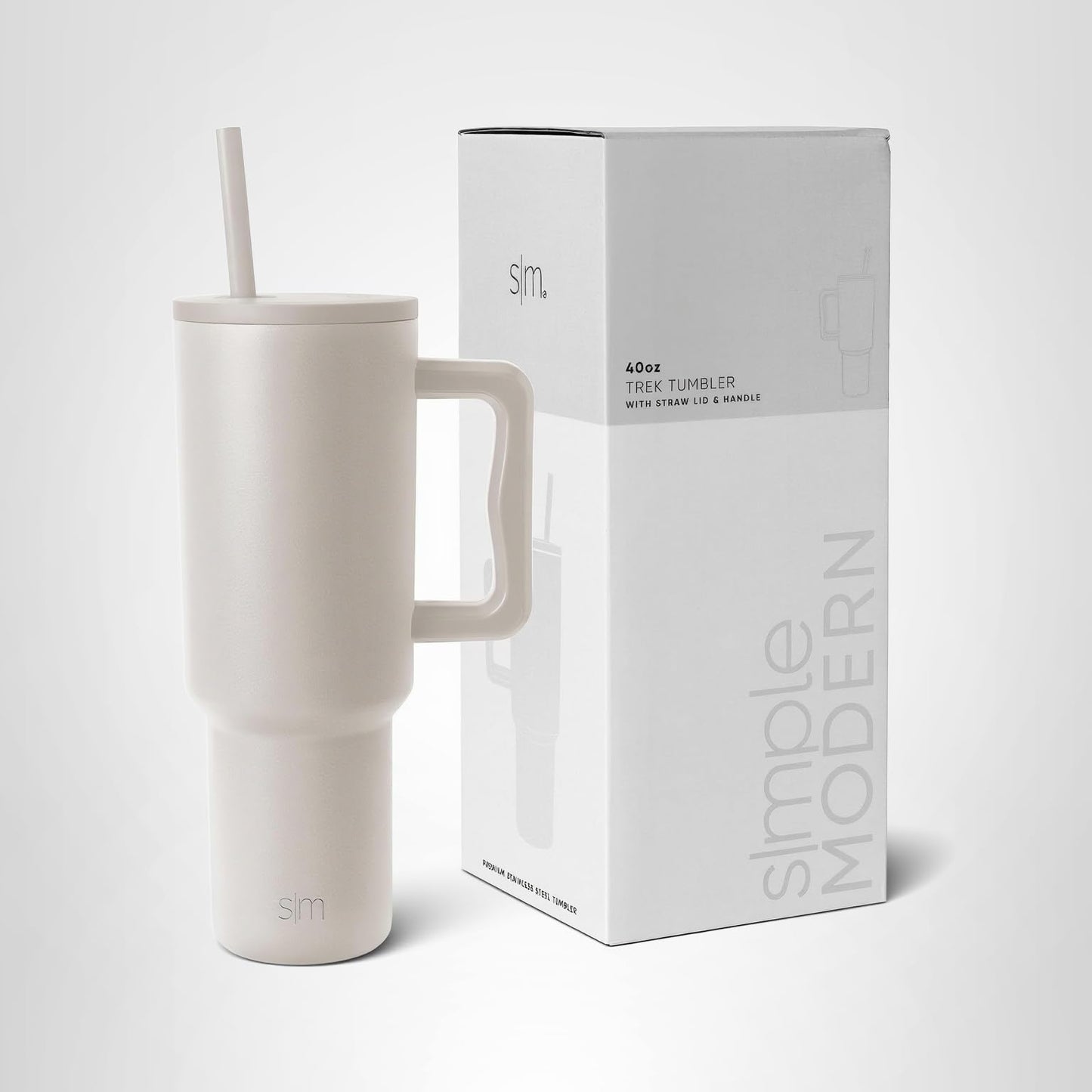 Simple Modern Thermobecher mit Strohhalm und Griff | Isolierter Edelstahl-Trinkbecher Eiskaffee-Reisebecher