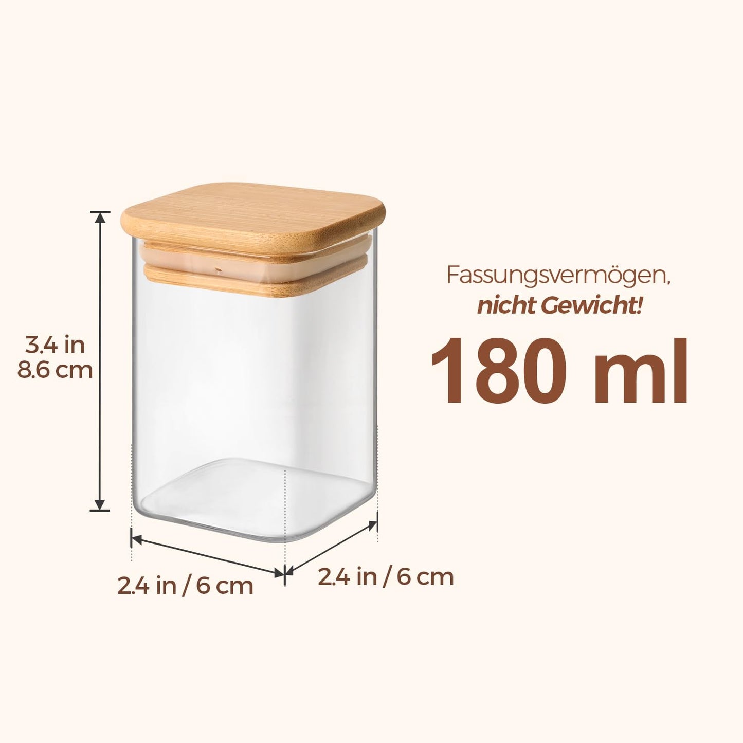 ComSaf Pot a Epices mit Etiketten, Pot Epices Verre Carrés mit Couvercle en Bois 