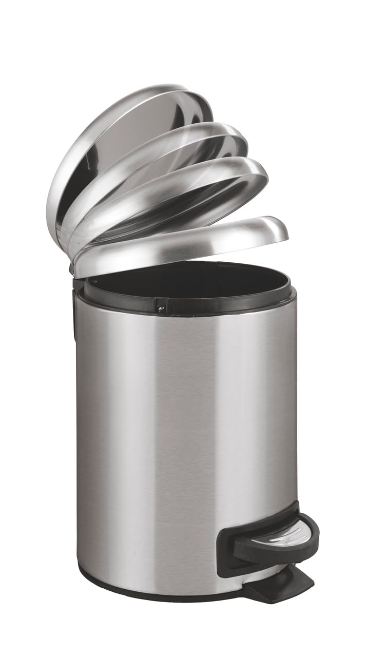 WENKO Leman Kosmetik-Treteimer, mattgold, 3 l – Kosmetik- und Abfalleimer mit Anti-Fingerprint-Beschichtung, Fassungsvermögen: 3 Liter, Edelstahl, 17 x 25 x 22,5 cm, gold 